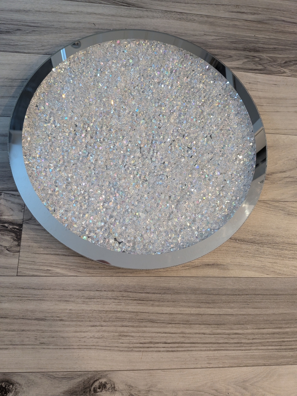 Tahari HomeGlam Crushed Diamond Mirror Lazy Susan 16” Rotating Perfume Tray